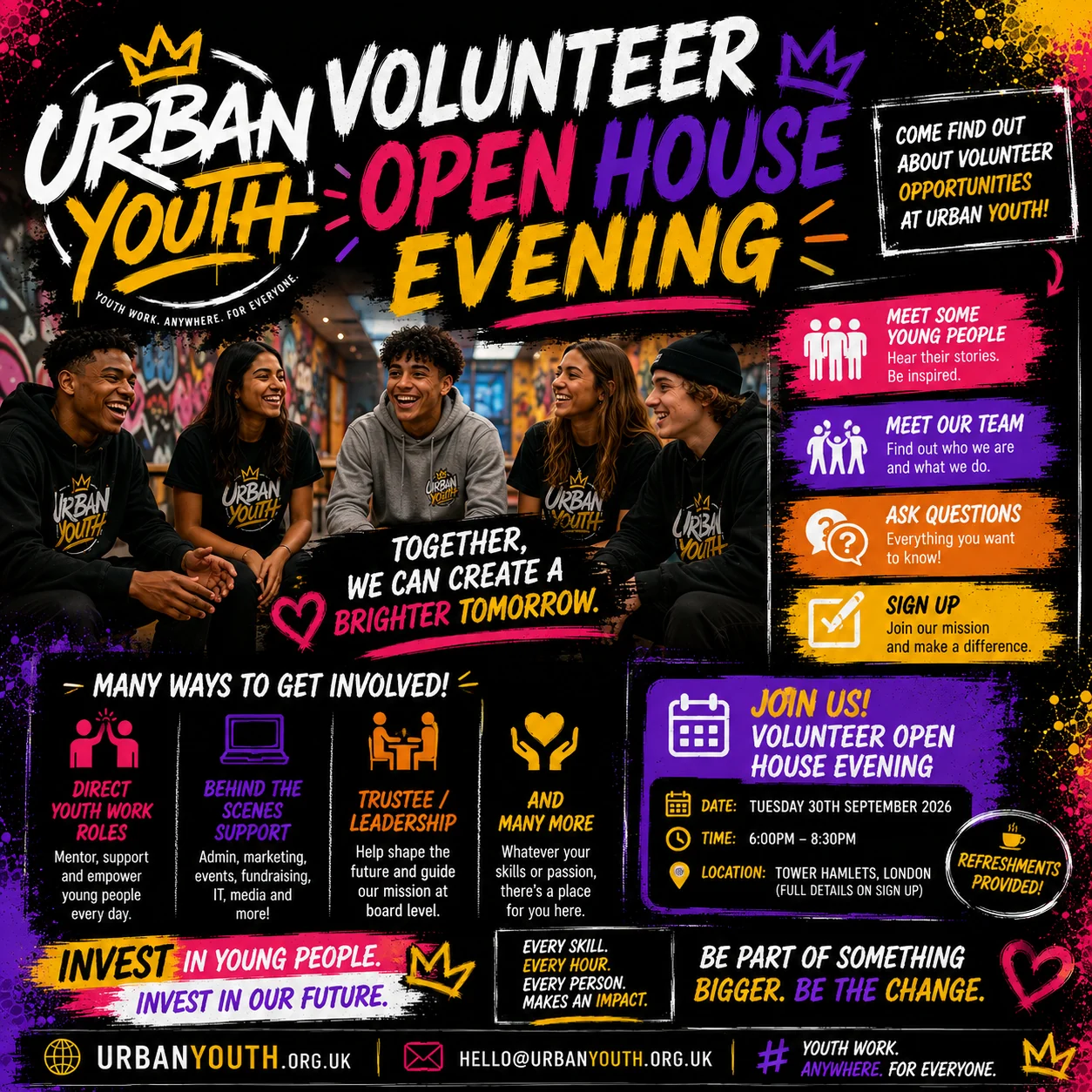 Urban Youth Volunteer Open House Evening campaign artwork