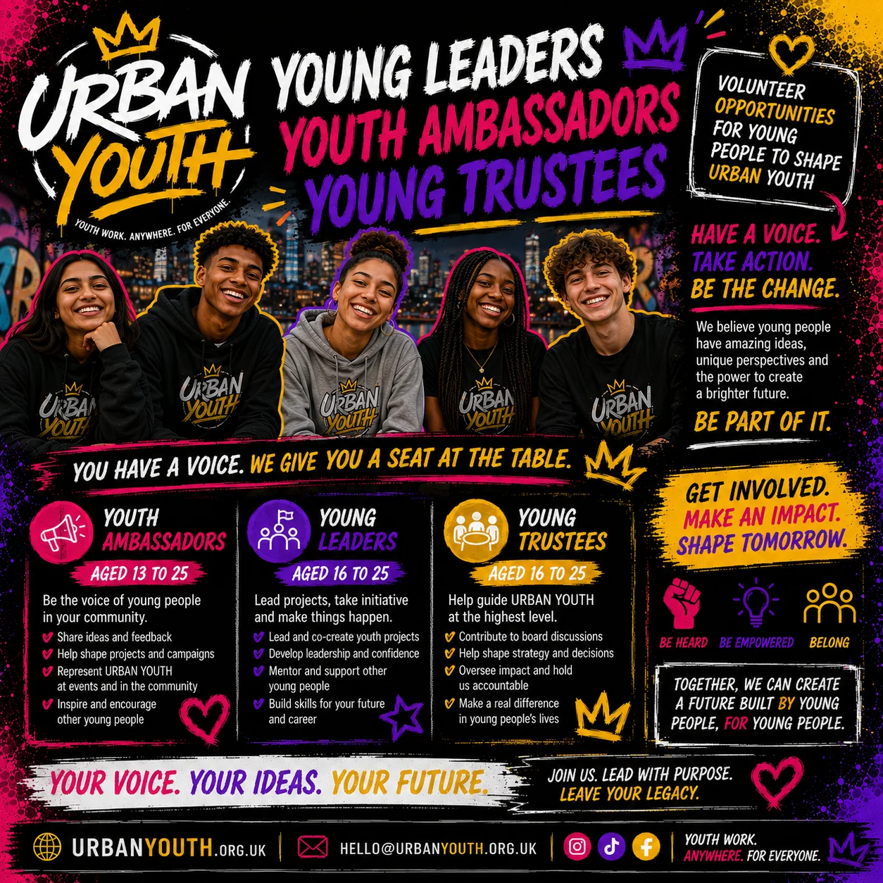 Urban Youth youth ambassadors and young trustees campaign